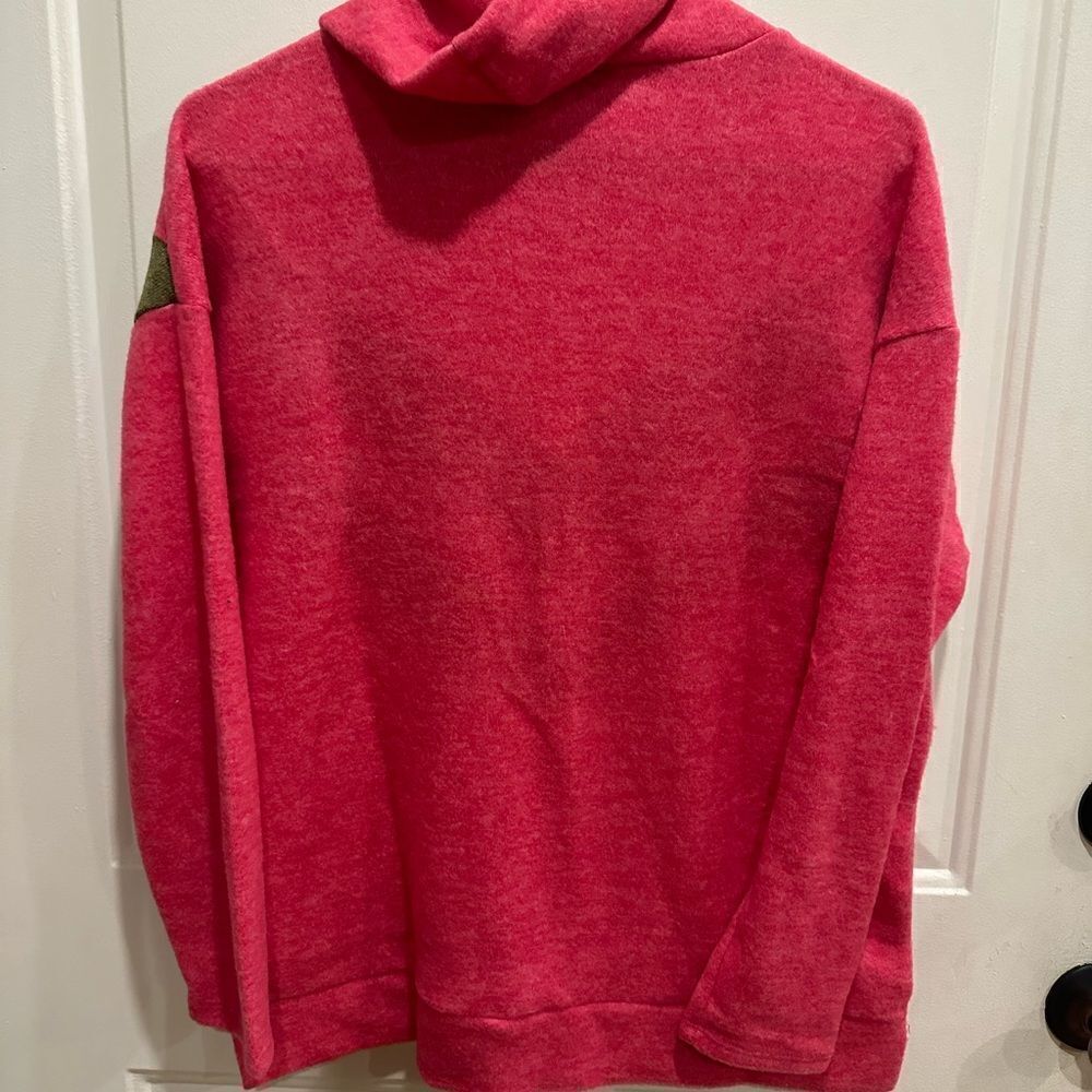 Anthropologie small fuzzy sweater cowl turtleneck pink - Picture 7 of 7